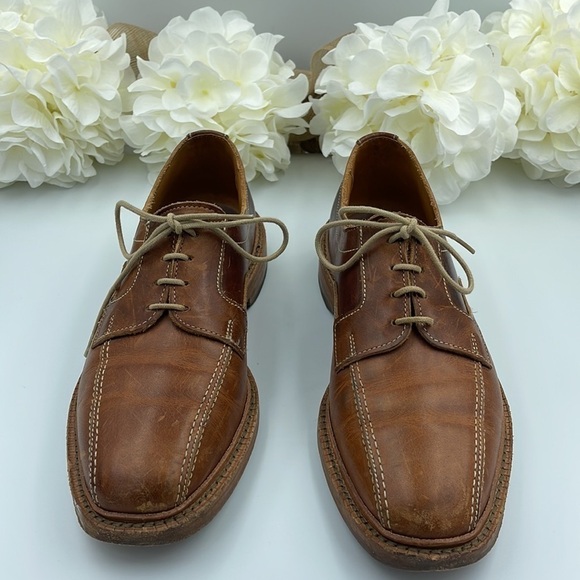 ALLEN Edmonds BRUCE Chestnut Tan Leather Shoes Mens 7 D - Picture 1 of 8